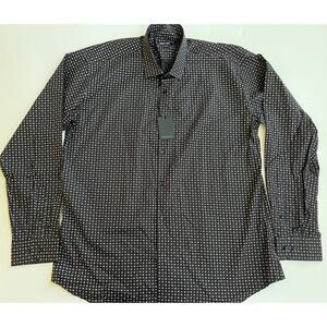 Jared Lang Men's Trim Fit Flowers Black Button-Up Shirt T-560 Size 2XL